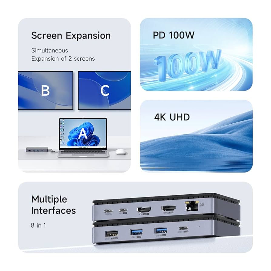Amazon.com: Hagibis Dual Display USB C Docking Station